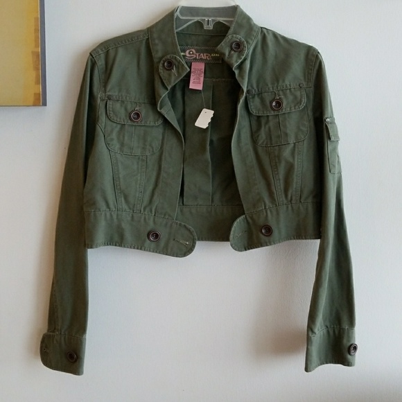 cropped army green jacket